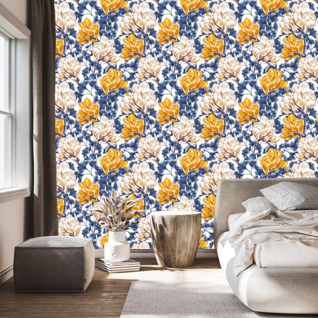 Colorful magnolia flowers wallpaper for living room and bedroom 50x1000