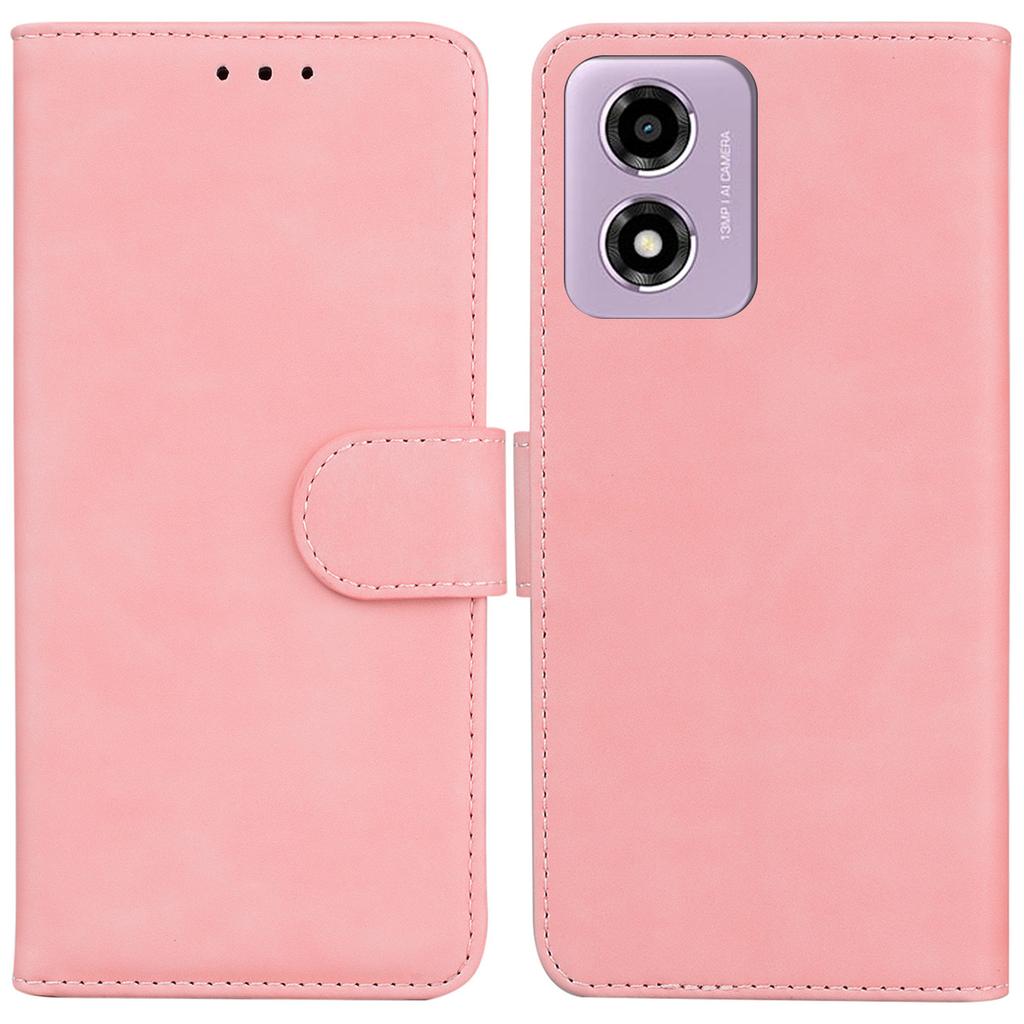 For Motorola Moto G04s 4G/E14 4G Wallet Case Solid Color Leather Phone Cover