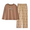 Women's Cotton Cartoon Print Pajama Set - Long Sleeve and Pants, Lycra Cotton, Casual & Elastic, Autumn Homewear