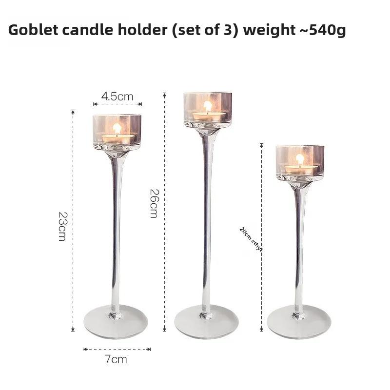 BEPAN Glass Candlestick European Romantic Candlelight Dinner High Foot Wedding Birthday Restaurant Water Floating Candle Cup