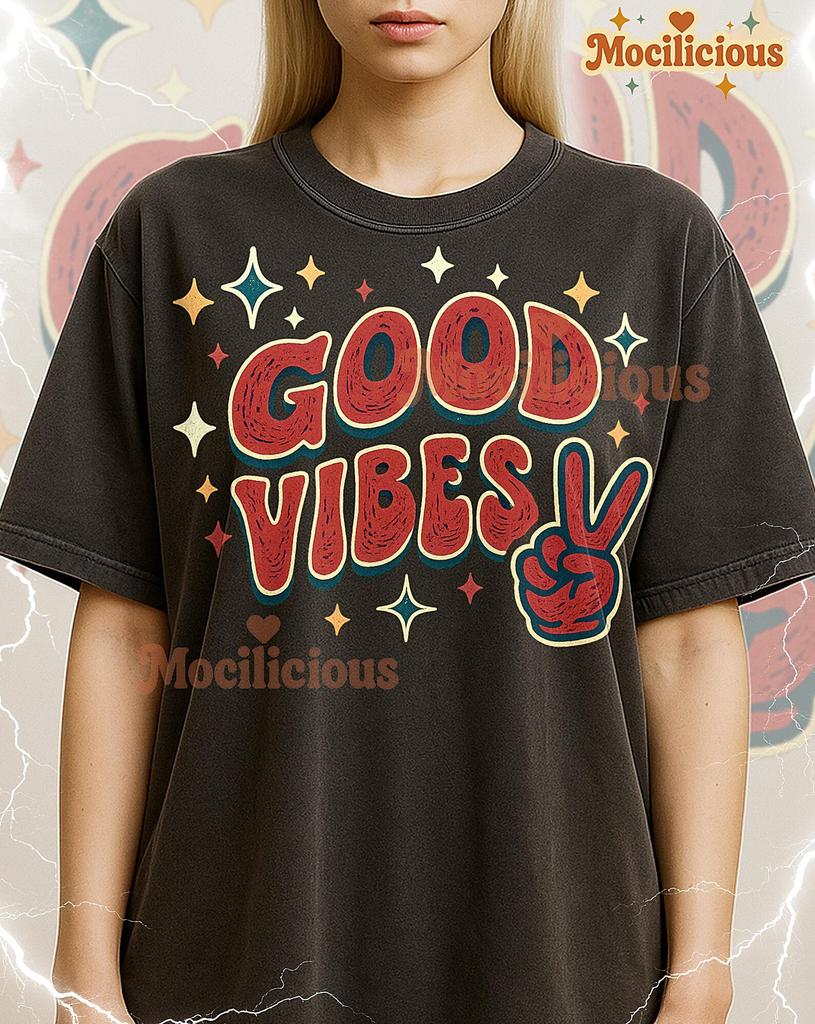 Good Vibes Peace Stars Bootleg Shirt, Vintage Hand Drawn Retro Tee, 90s Throwback, Good Vibes Peace Stars Sweater