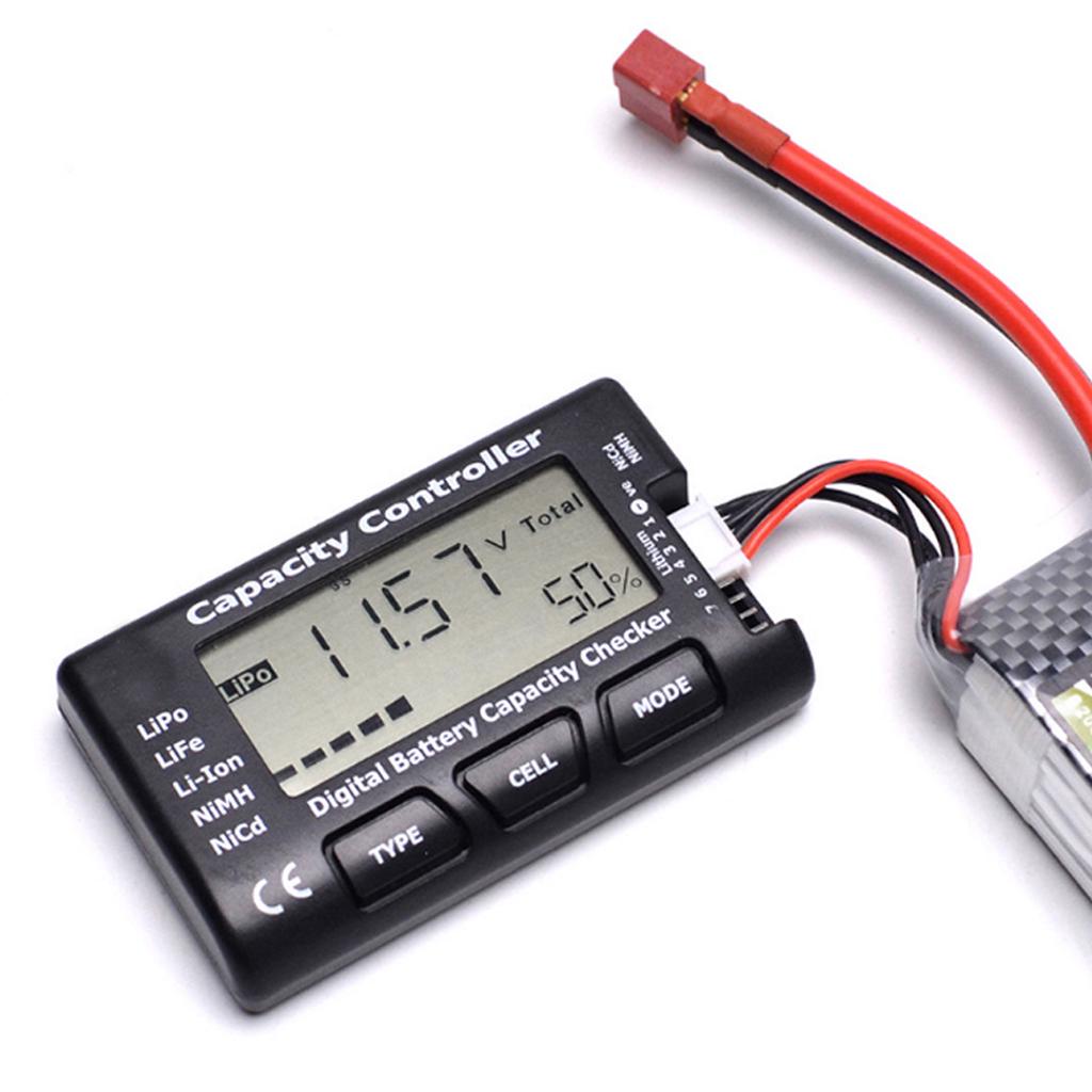 Battery Voltage Tester Checking Tool RC Meter 7 Digital Cell Battery Capacity Checker for LiPo LiFe Li-ion Nicd NiMH