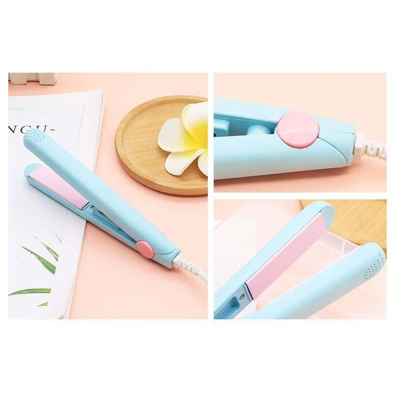 Мини-выпрямитель для волос с зажимом, маленькая вилка для завивки волос, прямые волосы для девочек, воздушные челки, портативный выпрямитель для волос