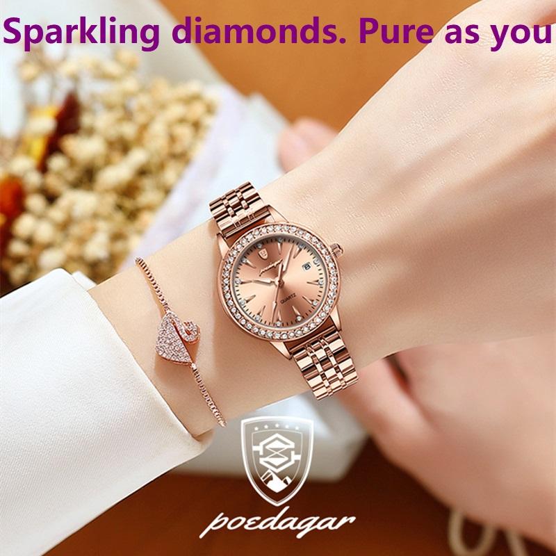 2024 Новые трендовые женские часы со светящимся водонепроницаемым календарем, автоматические часы, украшенные бриллиантами, женские ультратонкие часы