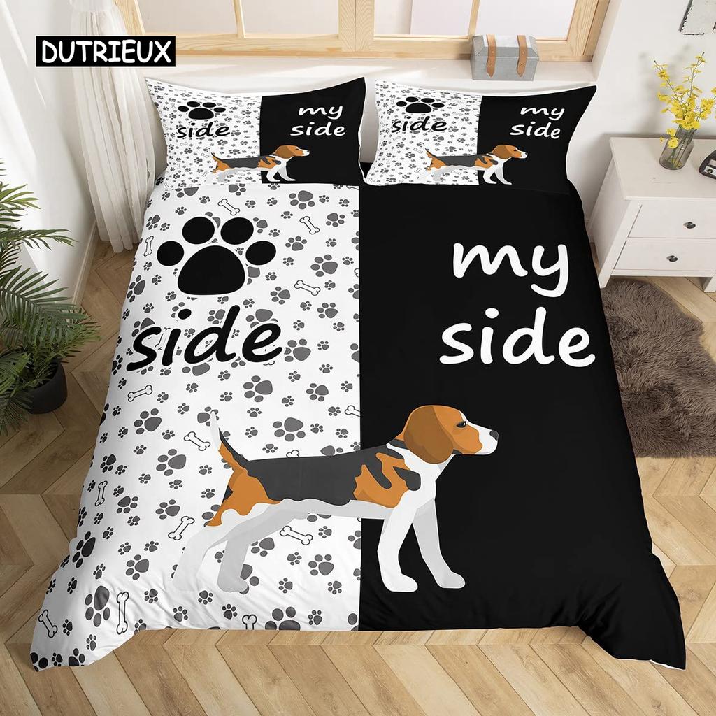 Black and White Duvet Cover Set King and Queen Bedding Set for Couple Romantic Valentine's Day Presents Polyester Duvet Cover
