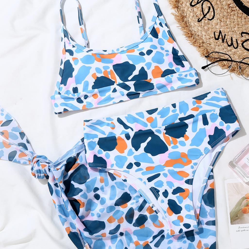 Женский сексуальный купальник из трех частей бикини с леопардовым принтом