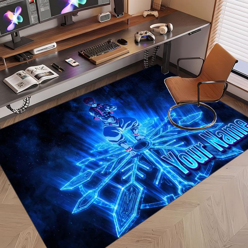 Custom Name Crystal Velvet Rug,Demon Slayer Comfortable Anti Slip Floor Mat For Room Decoration