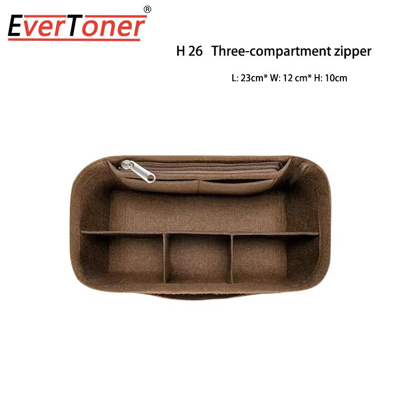 Фетровая вставка-органайзер EverToner для сумки, косметичка-вкладыш. Подходит для сумок H Lindy mini 26 30 34. С молнией, внутренний карман. Для женщин.