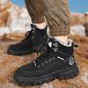 2024 New Men's Boots Plush Winter Thick Sole Lace Up Work Shoes Fashionable Coldproof Warm Cotton Short Boots Botas Para Hombre