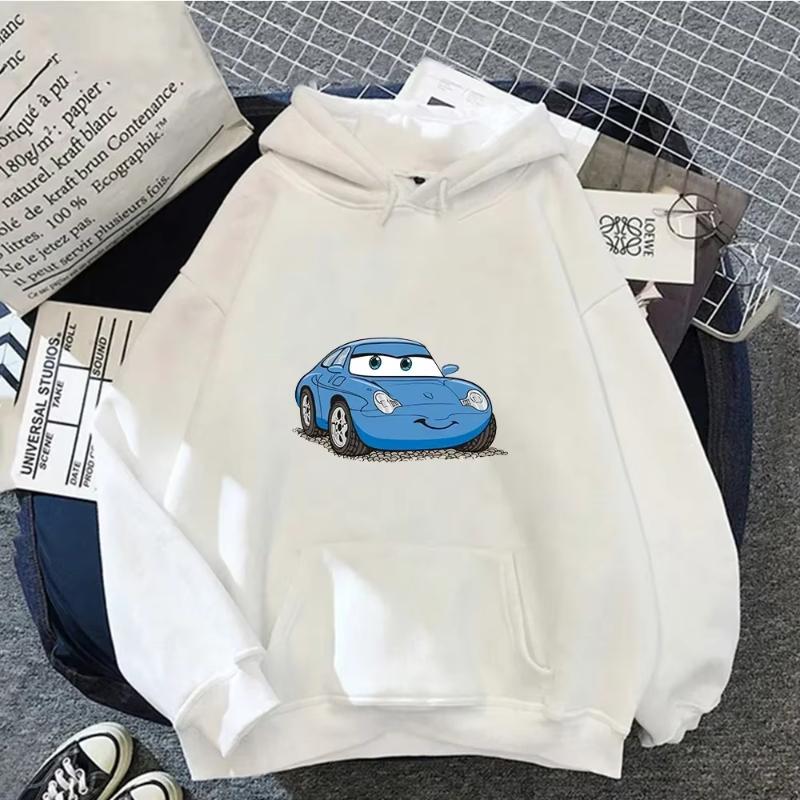 Толстовки с капюшоном Cars Lightning McQueen, женские винтажные пуловеры с капюшоном Jasmine Kawaii, одежда с героями мультфильмов, толстовка в стиле Харадзюку, эстетические топы