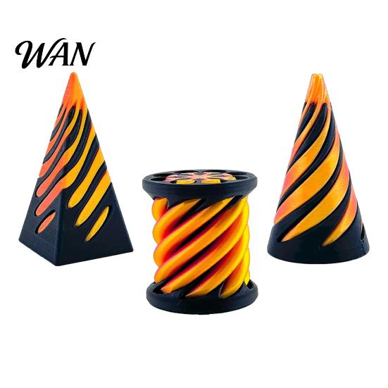 Spiral Stress Relief Toy 3Pcs 3D Printed Cone Figurine Impossible Passthrough Sculpture Vortex Thread Anxiety Reducer Illusion Mini Pyramid