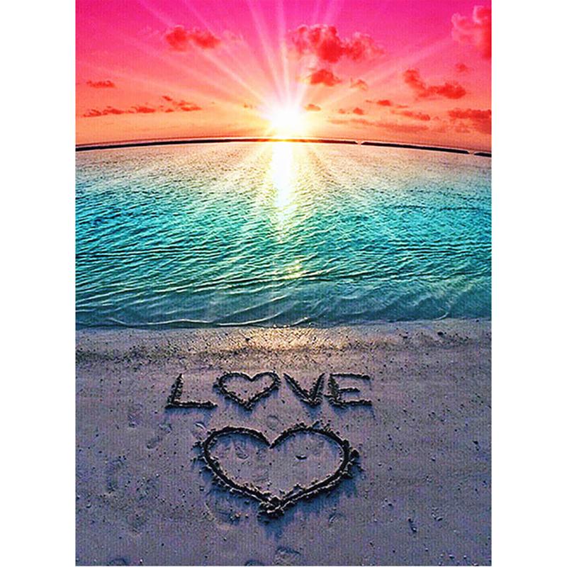 Full Round 5D DIY Diamond Painting Sunset Landscape Sea View Cross Stitch Kits Mosaic Rhinestone Embroidery Home Decor