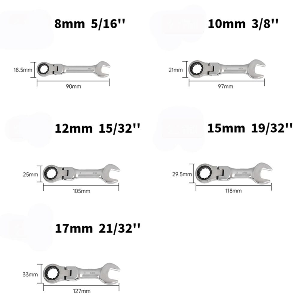 Гаечный ключ Мини Короткая ручка Гаечный ключ Комбинированный ключ Трещоточный ключ Поворотная головка Трещотка