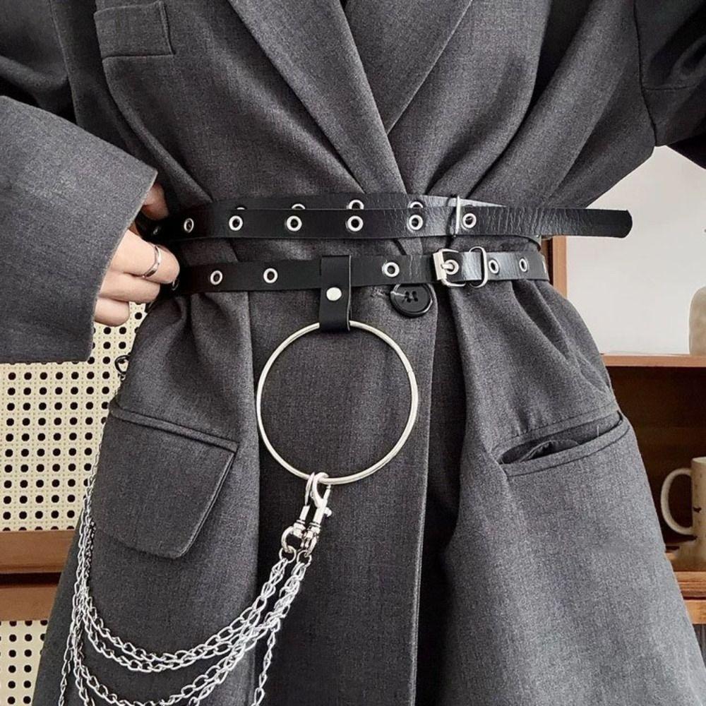 Multi-layer Women Waist Belt Extended Dress Waist Chain Harajuku PU Leather Belt  Dress Accessories