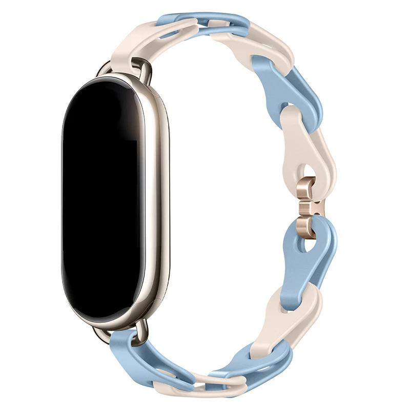 Резиновый ремешок для Xiaomi Mi Band 8 Браслет с пряжкой из нержавеющей стали для Miband 8 NFC Модный женский стиль Запасной силиконовый ремешок