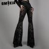 Boho Chic See-through Flare Women's Casual Long Leg Black Pants