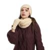 4 Pcs/Set Women Winter Hat Scarf Gloves Socks Set Thick Plush Knitted Warm Cap Gloves Elastic Ear Windpr