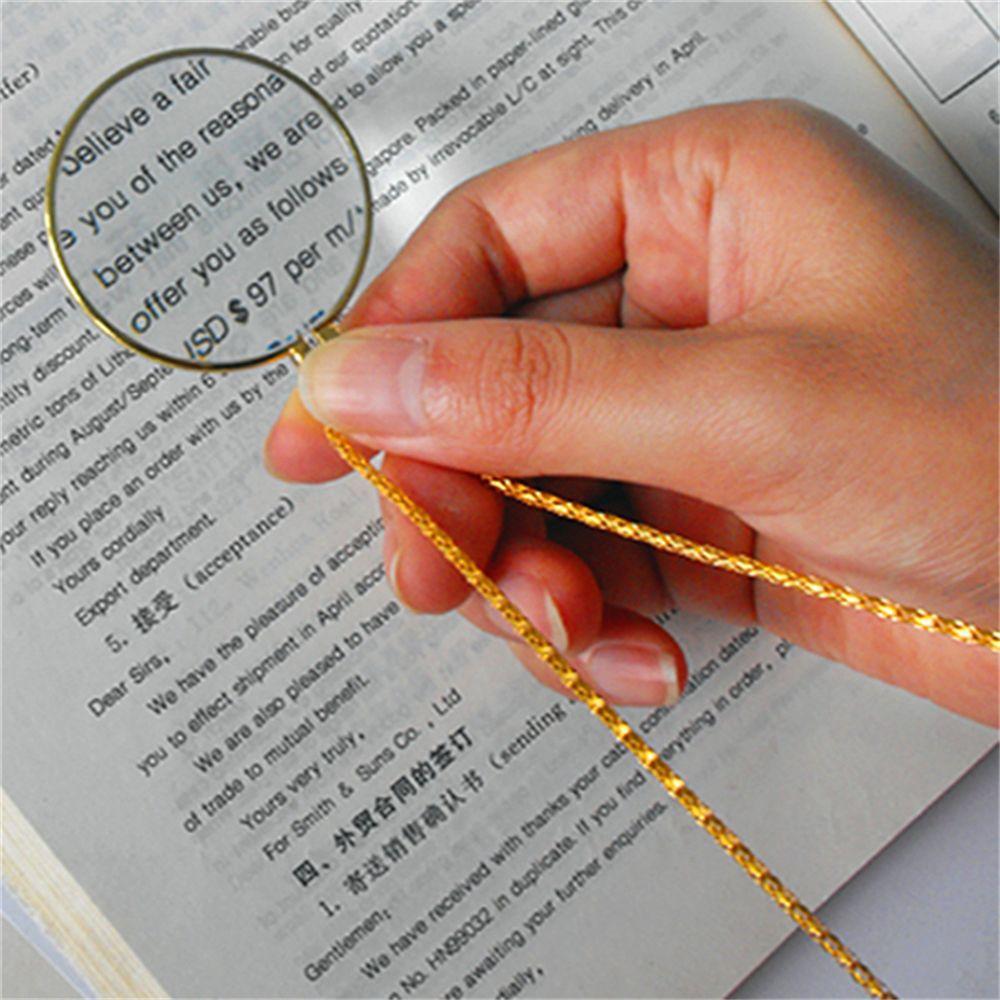 5X Magnifying Glass Necklace 40mm HD Optical Lens Pendant with Chain Portable Monocle Magnifier Necklaces for Reading Crafts