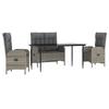 VidaXL Garden Dining Furniture 4pcs and Cushions Grey Wicker 3203503