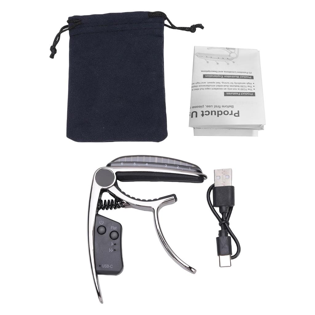 Luocute Guitar Capo Rechargeable Zinc Alloy with LED Precise and Accurate Tuning System with USB Rechargeable Battery for Acoustic Classical Bass