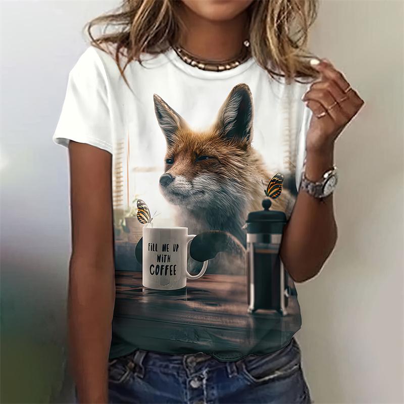 3D Printed Cartoon Animal T-Shirt For Women Funny Pattern T Shirts Summer Casual Loose Tees Street Short Sleeves O-Neck Tops