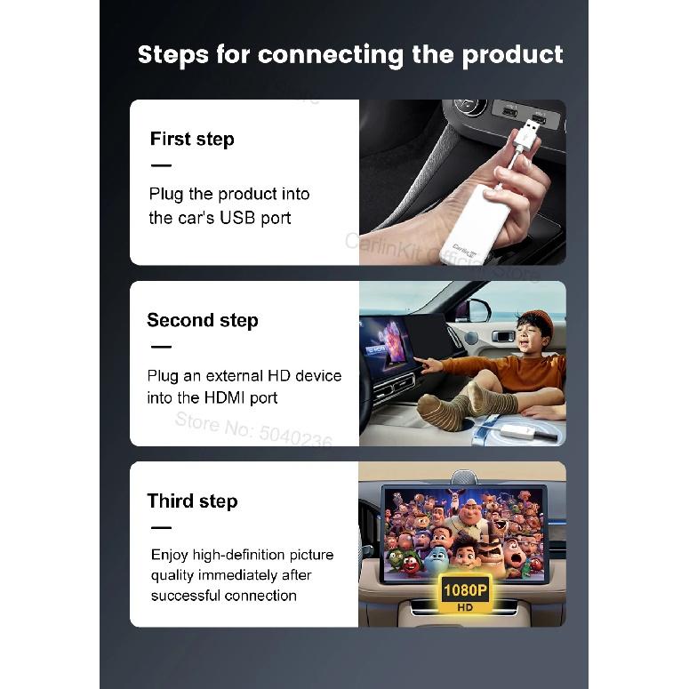 HD2CP CarlinKit Адаптер CarPlay на HDMI HD Видеовыход Конвертер для ТВ-стиков Игровой Консоли ТВ-приставки Компьютера Зеркалирование Экрана