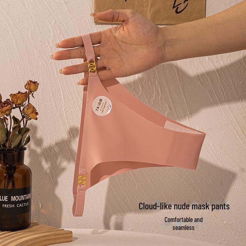 "Ice Silk Seamless Thong Underwear for Women - Pure Cotton, Anti-Low Waist, Large Size"