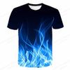 Summer Men's Flame 3D Printed T-shirt Men's Fashionable Short Sleeved Hip-hop Top