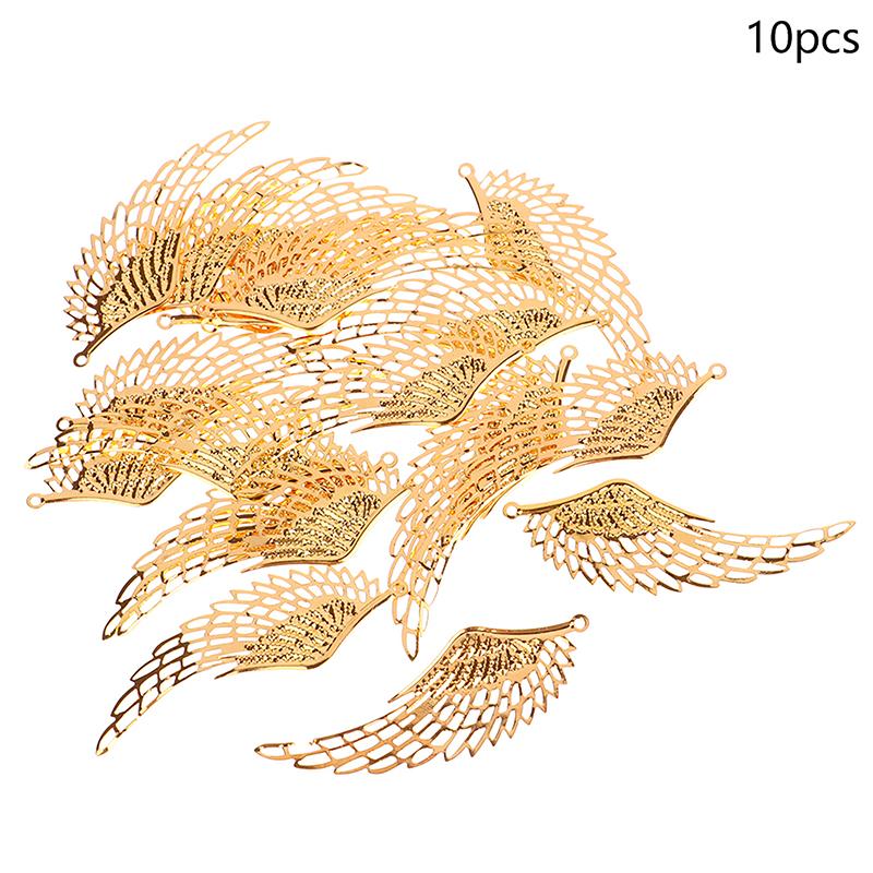 10 шт. Золотистый/Серебристый/Бронзовый филигранный декор Подвеска Крылья ангела Металлические изделия Для DIY Головные уборы Ювелирные аксессуары
