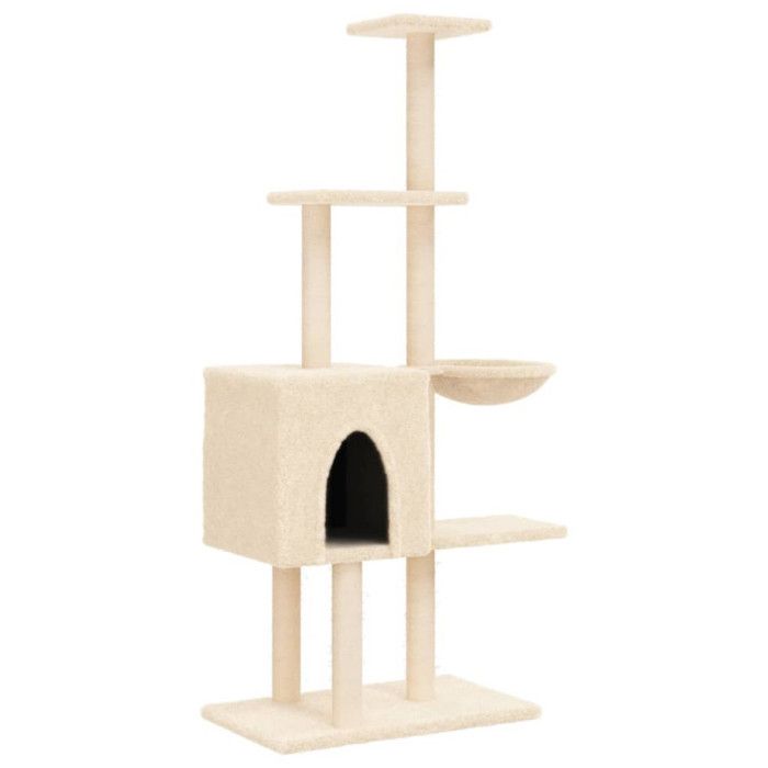 VidaXL Arbre à chat avec griffoirs en sisal Crème 145 cm 172094