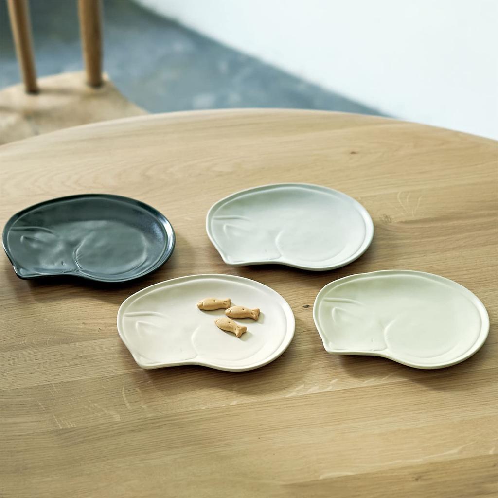 Aito Seisakusho [Neko Neco] Plate Dish Serving Dish Approx. 18cm Cat Pattern Gray Microwave and Dishwasher Safe Seto Ware Made In Japan 111102