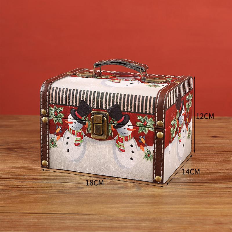 Рождественская коробка для конфет, винтажная коробка для упаковки ювелирных изделий из искусственной кожи с замком, размер S/M/L, деревянная коробка для хранения разных сокровищ с ручкой