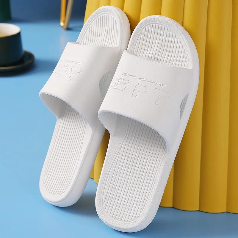 Unisex Large Size Solid Color Non-slip Home Bathroom Slippers Spring Summer Outdoor Casual Flat Slippers