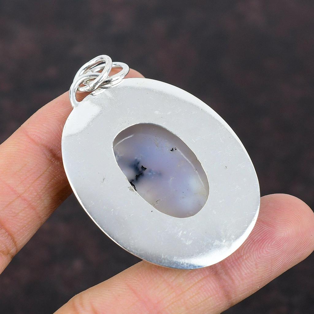 Dendrite Opal Pendant Natural Gemstone Pendant 925 Sterling Silver Pendant Handmade Dendrite Opal Jewelry Gift For Him Unique Style Pendant