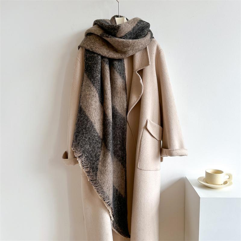 New Thickened and Elongated Winter Scarf Cashmere Feeling Shawl and Wraps Pashmina Neckerchief Bufanda Female Poncho 48Colors