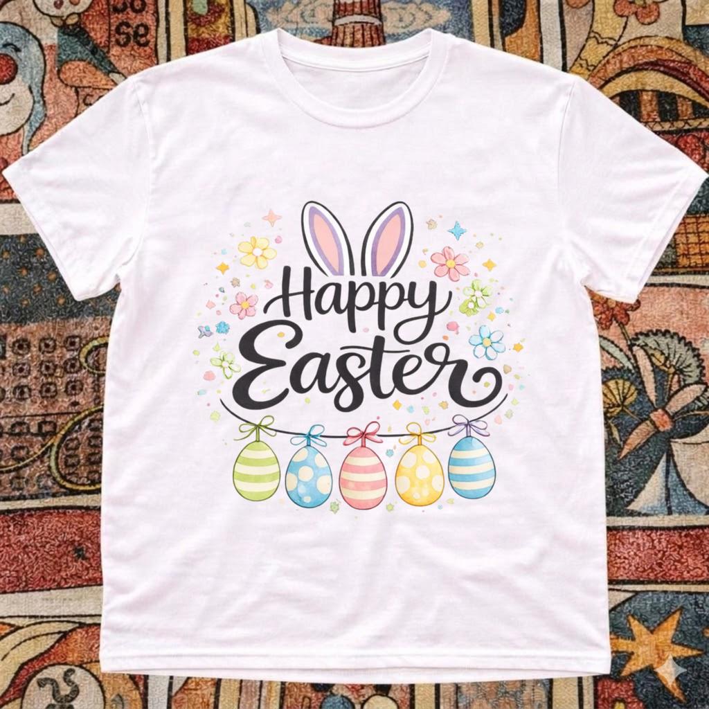 Happy Easter Shirt Women Bunny Ears Easter T-Shirt S-5XL Unisex