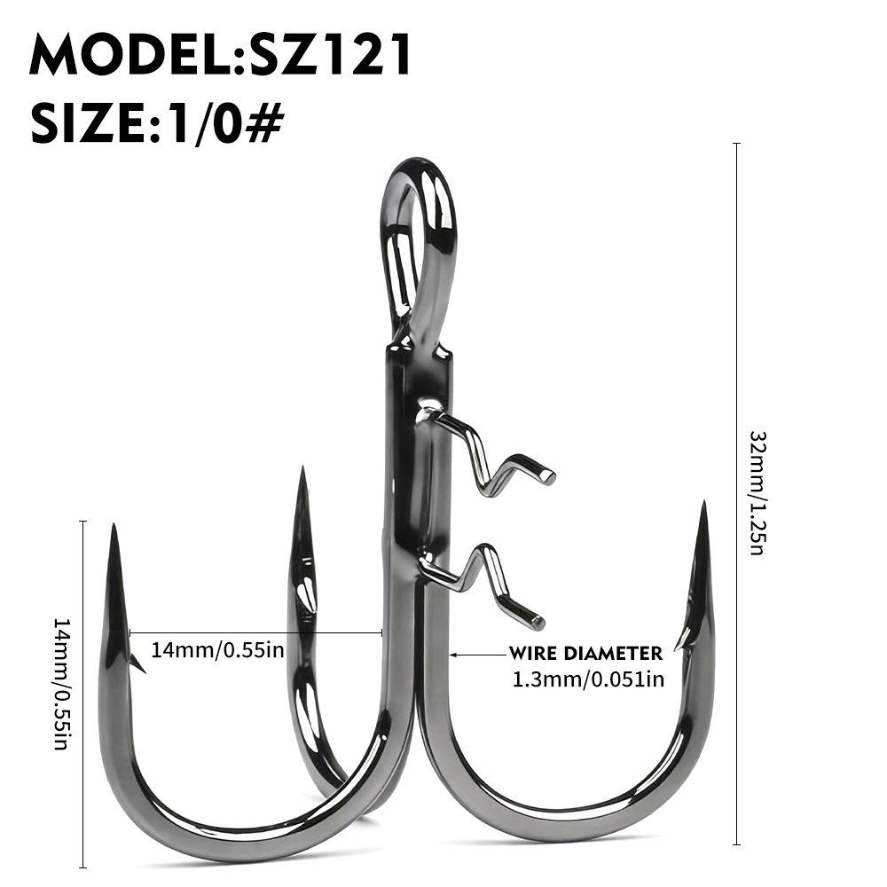 5pcs Pack Treble Hook Reinforced Fishing Hook Sharp Triple Barbed Hook Freshwater Fishing