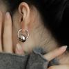 Retro Personality Simple Geometric Round Ball Earrings Buckle for Women Creativity Irregular Chic Charming Party Zircon Gift