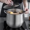 1pc Large Stainless Steel Stock Pot - Ideal for Soups, Stews, and More - Durable, Easy To Clean - Essential Kitchen Gadget