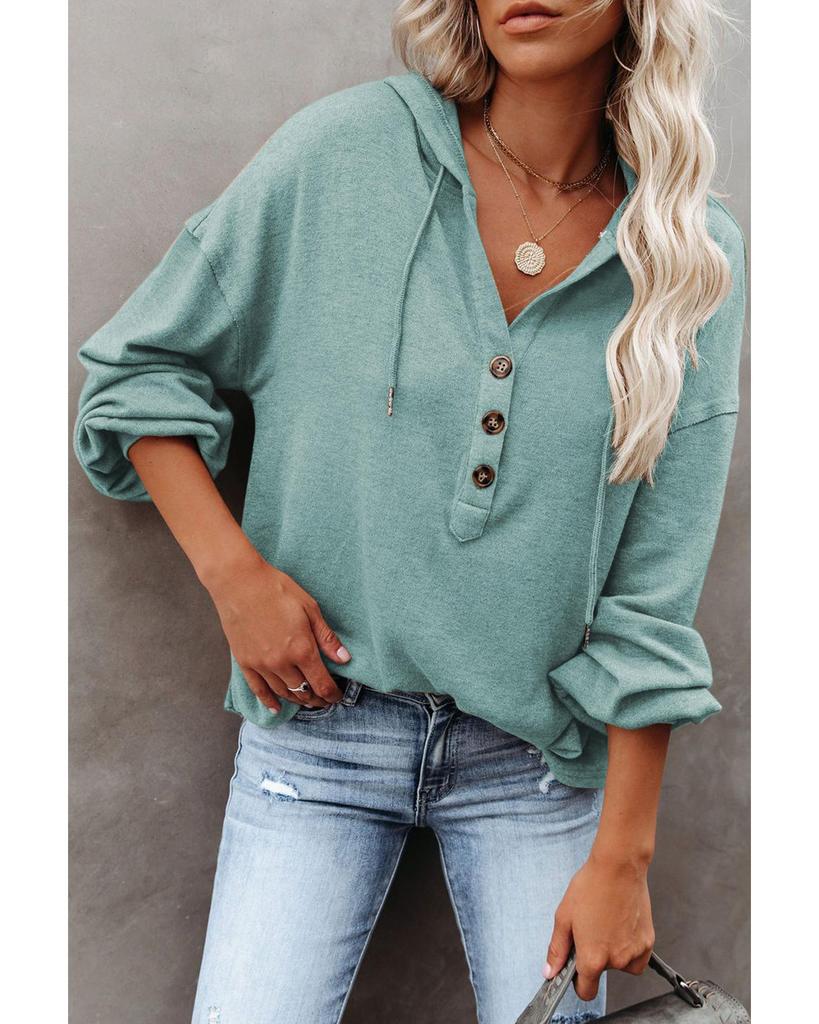 Azura Exchange Толстовка с капюшоном с высоким и низким подолом и пуговицами