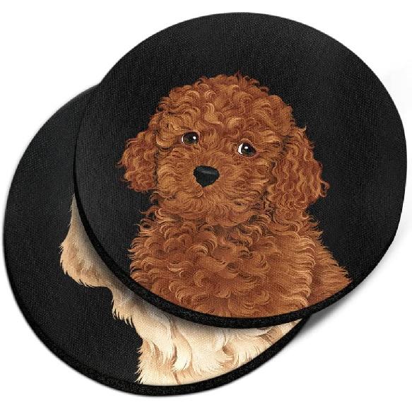 WIRESTER, Orange Tabby Kitten Cat, Black White Tuxedo Cat Design Absorbent Round Fabric Felt Neoprene Car Coasters for Drinks (2.87 inches), 2pcs Set