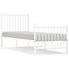 Metal Bed Frame with Headboard and Footboard White 80 x 200 cm