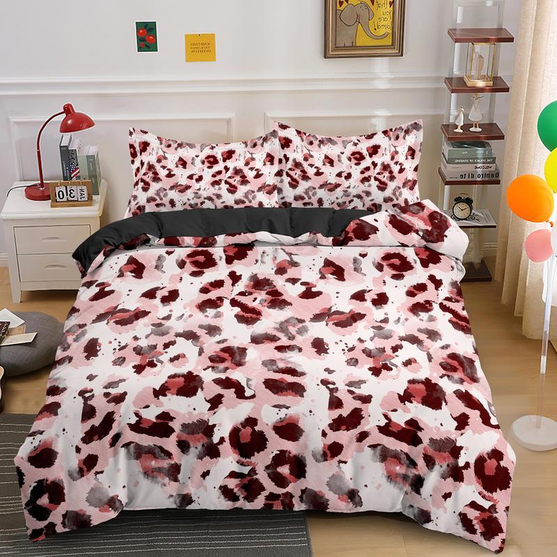 Leopard Print King Queen Duvet Cover Brown Cheetah Skin Pattern Bedding Set For Teens Girl Women Leopard 2/3pcs Soft Quilt Cover