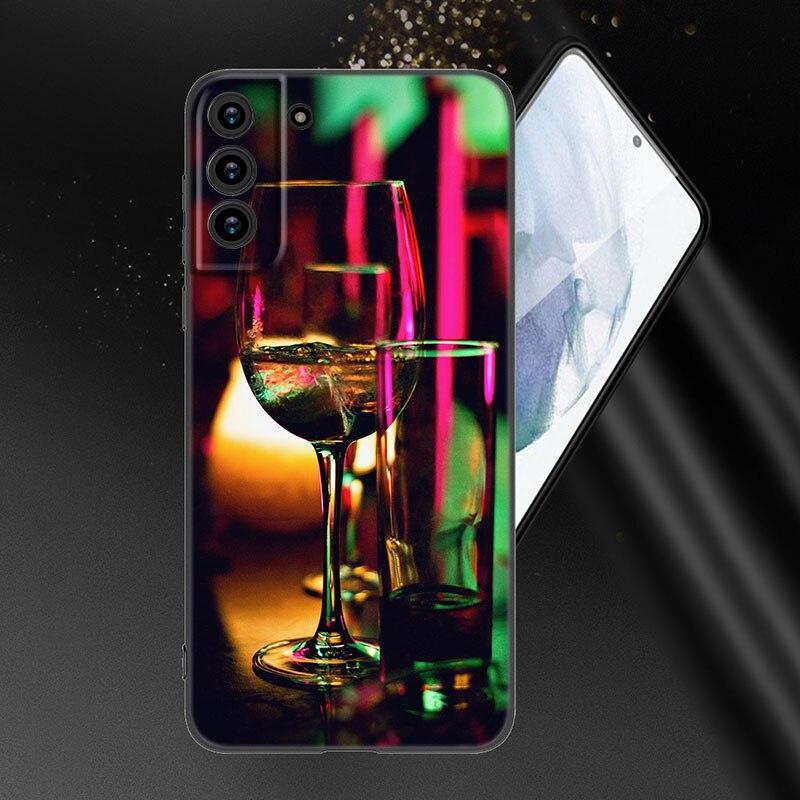 Чехол для телефона Coffee Wine Cup для Samsung Galaxy S20 S21 FE S22 Ultra S10 Lite S10E S9 S8 Plus S7 Edge из мягкого ТПУ черного цвета