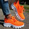 Fashion Orange Casual Shoes Breathable Mesh Sneakers Knitted Shoes Spring Mesh Platform Sneakers Women Shoes Ladies Thick Sole Shoes