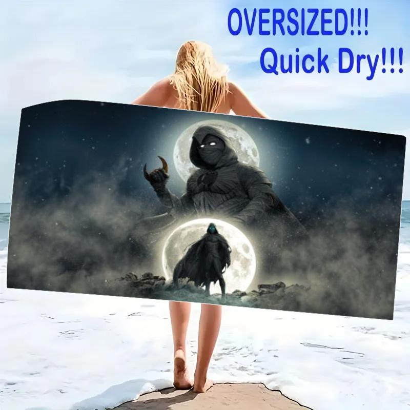 Moonknight Print Beach Towel, Large Soft Quick Dry Towel for Beach Camping Swimming