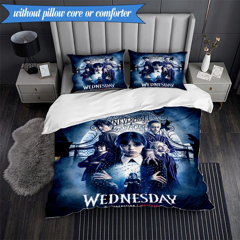 Wednes-day Gothic 3pcs K-pop music group Bedding set,Ideal for Bedroom, Dormitory,Including Duvet Cover And 2pcs Pillowcases,Fan gifts