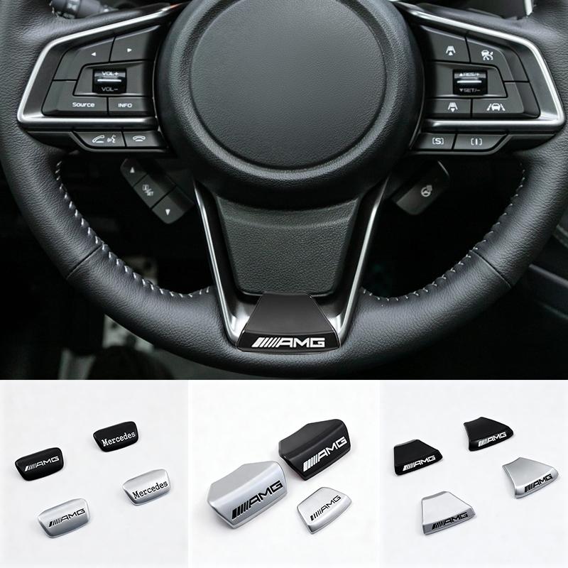 OLV5 3D Metal Car Logo Steering Wheel Sticker Decoration For Mercedes Benz AMG GLC W203 W206 W220 W205 W211 W212 W201 W210 W108 Class