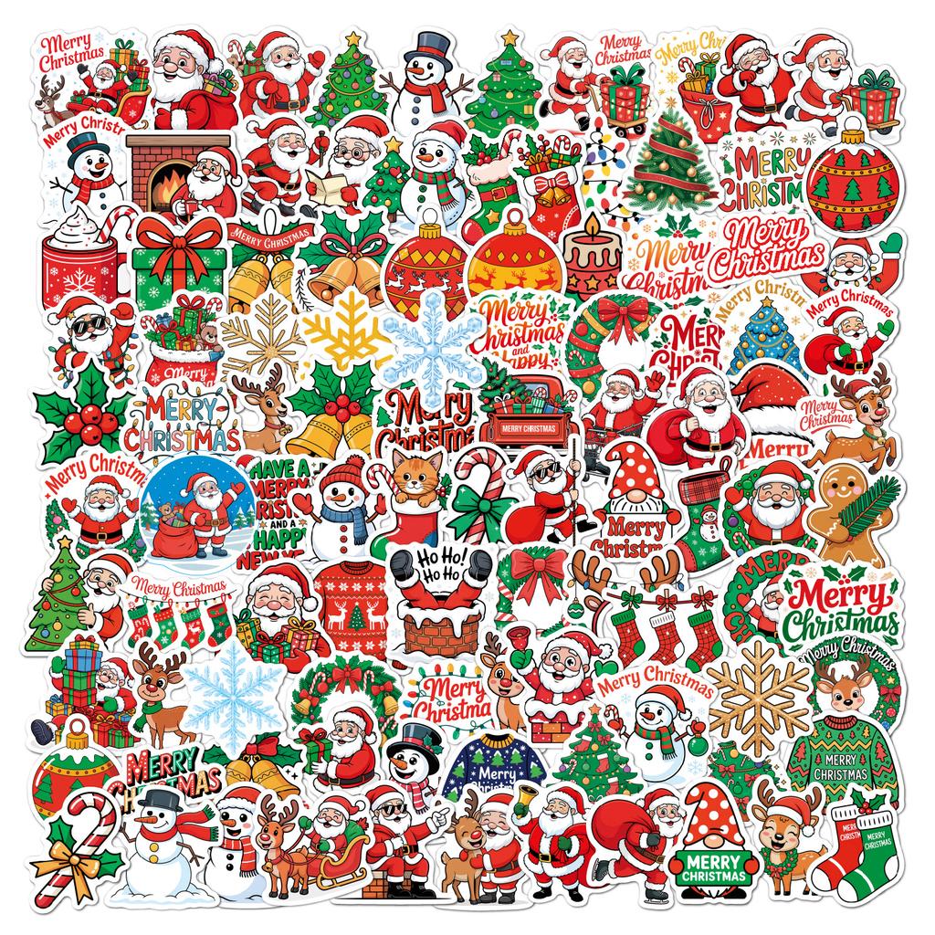 New Christmas Stickers 50 100 Holiday Gift Decoration Vinyl Vinyl Christmas Stickers