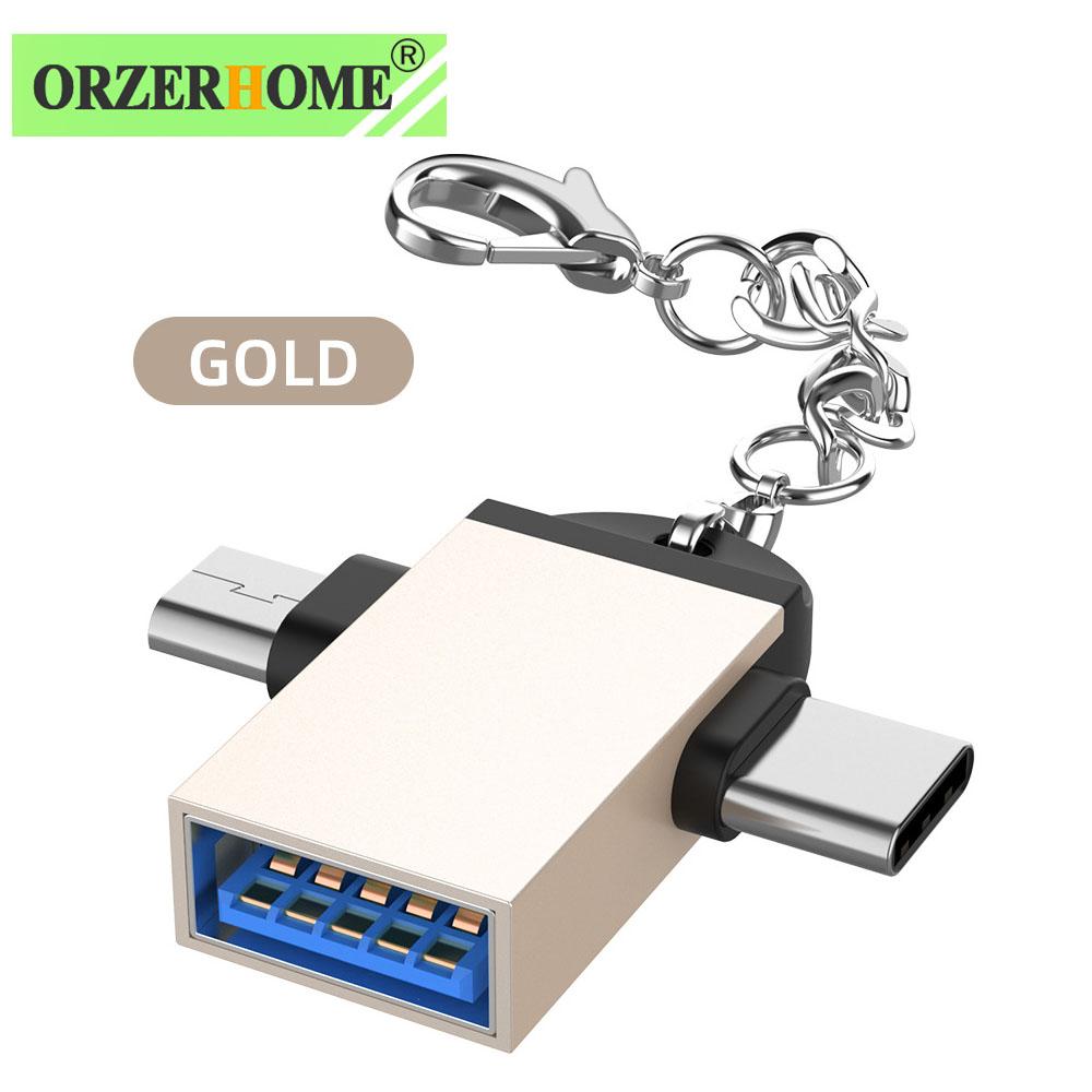 2 в 1 Otg адаптер USB 3,0 «мама» на Micro USB «папа» и разъем типа C «папа» из алюминиевого сплава USB-конвертер для Xiaomi Samsung